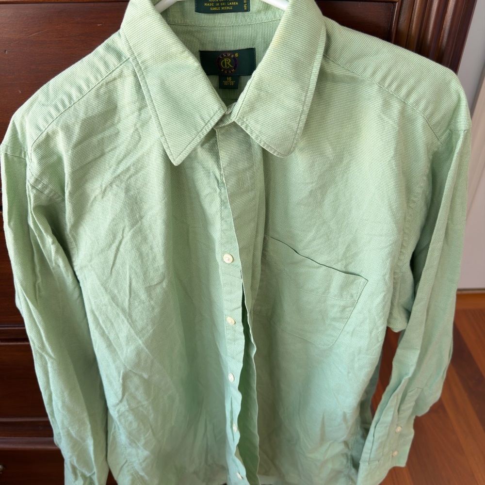 Club Room Light Green Casual Button Down Shirt